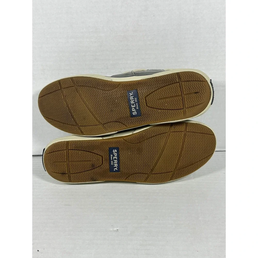 Sperry Bahama II Mens Grey Canvas Boat‎ Shoes Sneakers 0772830 Size 10.5
